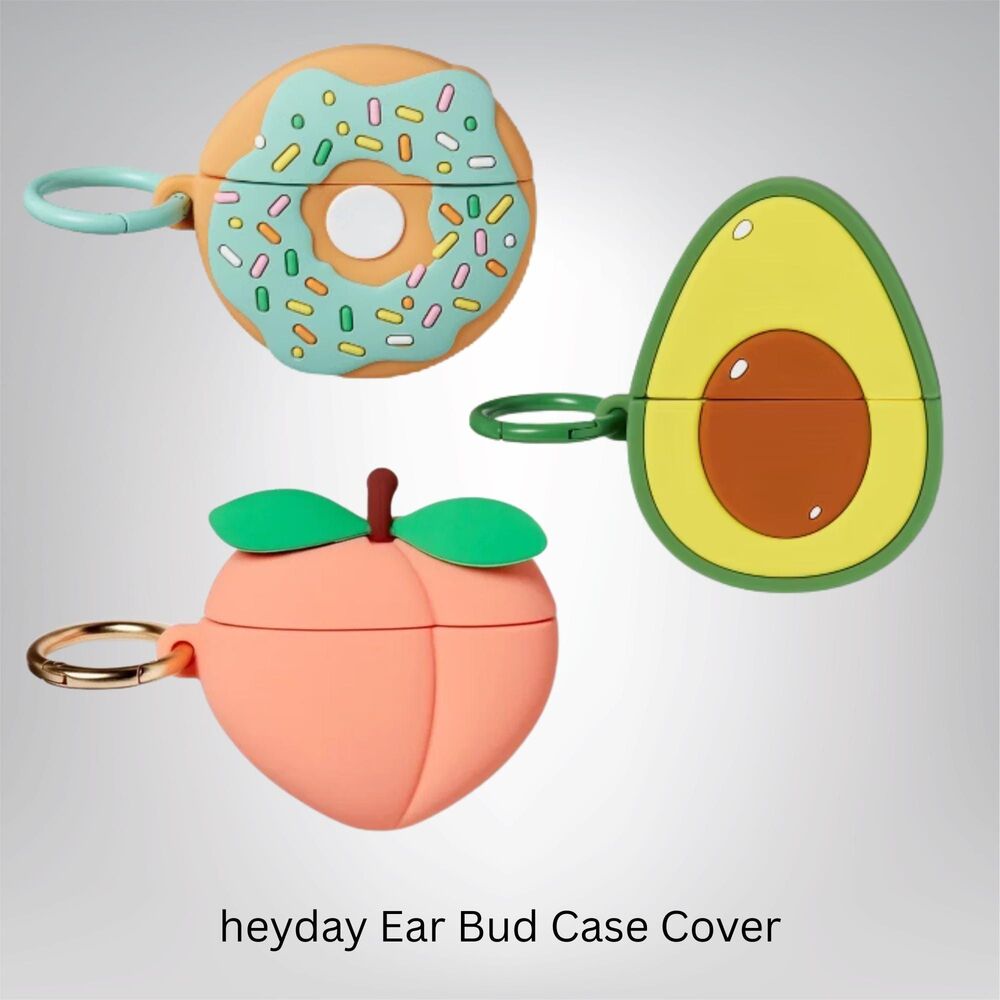Heyday Silicone Earbud Case Cover | Donut, Avocado, Peach | Protective Holder